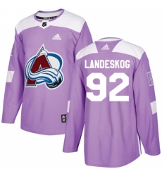 Men's Adidas Colorado Avalanche #92 Gabriel Landeskog Authentic Purple Fights Cancer Practice NHL Jersey