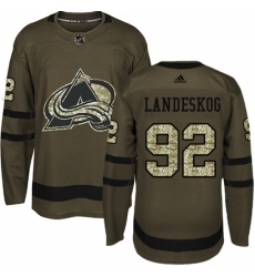 Men's Adidas Colorado Avalanche #92 Gabriel Landeskog Premier Green Salute to Service NHL Jersey