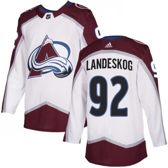 Men's Adidas Colorado Avalanche #92 Gabriel Landeskog White Road Authentic Stitched NHL Jersey Men's Adidas Colorado Avalanche #92 Gabriel Landeskog White Road Authentic Stitched NHL Jersey
