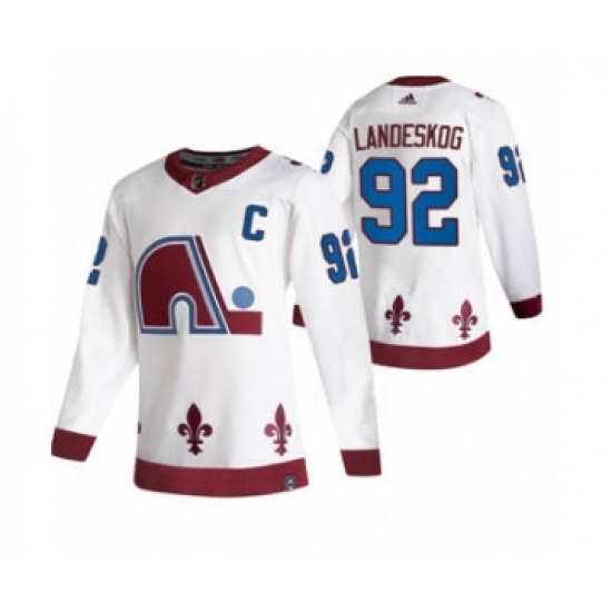 Men's Colorado Avalanche #92 Gabriel Landeskog White 2020-21 Reverse Retro Alternate Hockey Jersey Men's Colorado Avalanche #92 Gabriel Landeskog White 2020-21 Reverse Retro Alternate Hockey Jersey