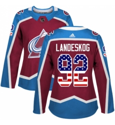 Women's Adidas Colorado Avalanche #92 Gabriel Landeskog Authentic Burgundy Red USA Flag Fashion NHL Jersey Women's Adidas Colorado Avalanche #92 Gabriel Landeskog Authentic Burgundy Red USA Flag Fashion NHL Jersey