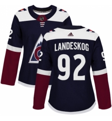 Women's Adidas Colorado Avalanche #92 Gabriel Landeskog Authentic Navy Blue Alternate NHL Jersey