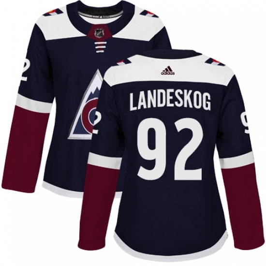 Women's Adidas Colorado Avalanche #92 Gabriel Landeskog Authentic Navy Blue Alternate NHL Jersey Women's Adidas Colorado Avalanche #92 Gabriel Landeskog Authentic Navy Blue Alternate NHL Jersey