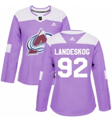 Women's Adidas Colorado Avalanche #92 Gabriel Landeskog Authentic Purple Fights Cancer Practice NHL Jersey
