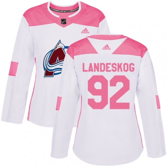 Women's Adidas Colorado Avalanche #92 Gabriel Landeskog Authentic White/Pink Fashion NHL Jersey Women's Adidas Colorado Avalanche #92 Gabriel Landeskog Authentic White/Pink Fashion NHL Jersey