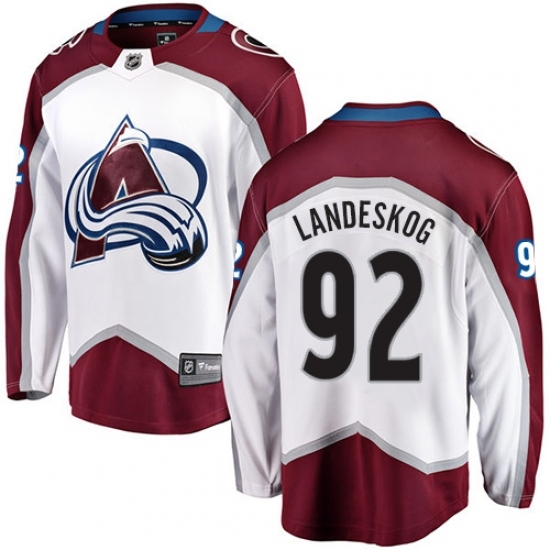 Youth Colorado Avalanche #92 Gabriel Landeskog Fanatics Branded White Away Breakaway NHL Jersey Youth Colorado Avalanche #92 Gabriel Landeskog Fanatics Branded White Away Breakaway NHL Jersey