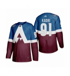 Men's Colorado Avalanche #91 Nazem Kadri Authentic Burgundy Blue 2020 Stadium Series Hockey Jersey