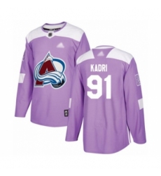 Men's Colorado Avalanche #91 Nazem Kadri Authentic Purple Fights Cancer Practice Hockey Jersey
