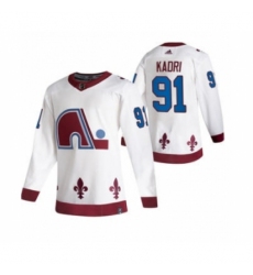 Men's Colorado Avalanche #91 Nazem Kadri White 2020-21 Reverse Retro Alternate Hockey Jersey