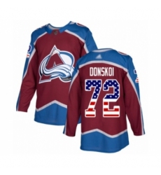 Men's Colorado Avalanche #72 Joonas Donskoi Authentic Burgundy Red USA Flag Fashion Hockey Jersey