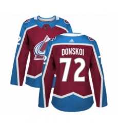 Women's Colorado Avalanche #72 Joonas Donskoi Authentic Burgundy Red Home Hockey Jersey