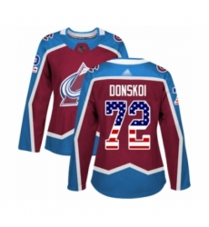 Women's Colorado Avalanche #72 Joonas Donskoi Authentic Burgundy Red USA Flag Fashion Hockey Jersey