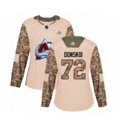 Women's Colorado Avalanche #72 Joonas Donskoi Authentic Camo Veterans Day Practice Hockey Jersey