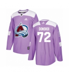 Youth Colorado Avalanche #72 Joonas Donskoi Authentic Purple Fights Cancer Practice Hockey Jersey