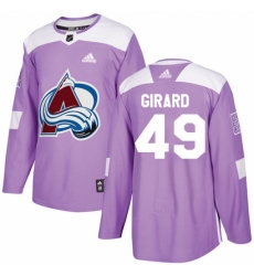 Men's Adidas Colorado Avalanche #49 Samuel Girard Authentic Purple Fights Cancer Practice NHL Jersey