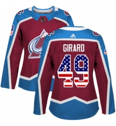 Women's Adidas Colorado Avalanche #49 Samuel Girard Authentic Burgundy Red USA Flag Fashion NHL Jersey