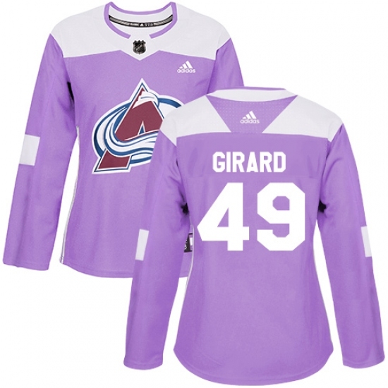 Women's Adidas Colorado Avalanche #49 Samuel Girard Authentic Purple Fights Cancer Practice NHL Jersey Women's Adidas Colorado Avalanche #49 Samuel Girard Authentic Purple Fights Cancer Practice NHL Jersey