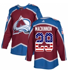 Men's Adidas Colorado Avalanche #29 Nathan MacKinnon Authentic Burgundy Red USA Flag Fashion NHL Jersey