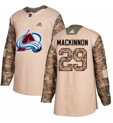 Men's Adidas Colorado Avalanche #29 Nathan MacKinnon Authentic Camo Veterans Day Practice NHL Jersey