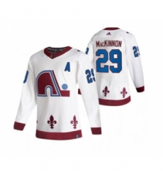 Men's Colorado Avalanche #29 Nathan MacKinnon White 2020-21 Reverse Retro Alternate Hockey Jersey