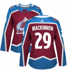 Women's Adidas Colorado Avalanche #29 Nathan MacKinnon Authentic Burgundy Red Home NHL Jersey