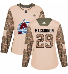 Women's Adidas Colorado Avalanche #29 Nathan MacKinnon Authentic Camo Veterans Day Practice NHL Jersey