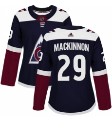 Women's Adidas Colorado Avalanche #29 Nathan MacKinnon Authentic Navy Blue Alternate NHL Jersey