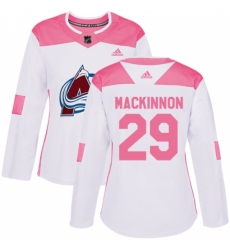 Women's Adidas Colorado Avalanche #29 Nathan MacKinnon Authentic White/Pink Fashion NHL Jersey