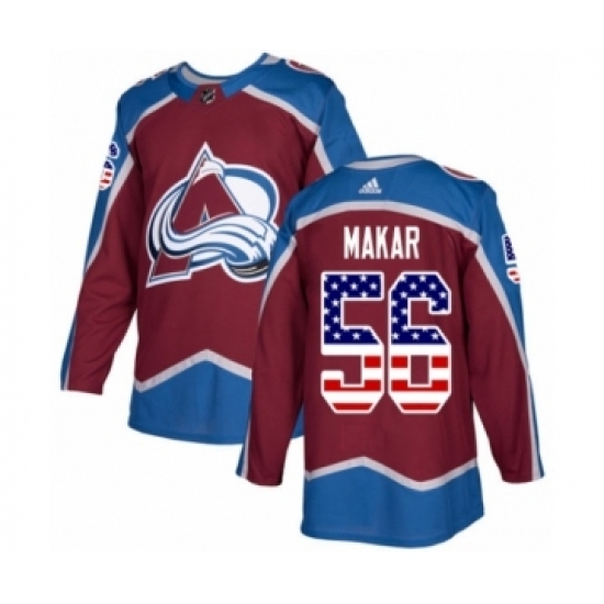 Men's Adidas Colorado Avalanche #56 Cale Makar Authentic Burgundy Red USA Flag Fashion NHL Jersey Men's Adidas Colorado Avalanche #56 Cale Makar Authentic Burgundy Red USA Flag Fashion NHL Jersey
