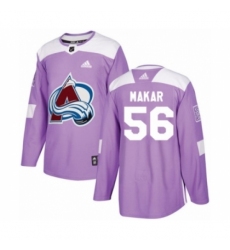 Men's Adidas Colorado Avalanche #56 Cale Makar Authentic Purple Fights Cancer Practice NHL Jersey