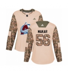 Women's Adidas Colorado Avalanche #56 Cale Makar Authentic Camo Veterans Day Practice NHL Jersey