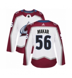 Women's Adidas Colorado Avalanche #56 Cale Makar Authentic White Away NHL Jersey