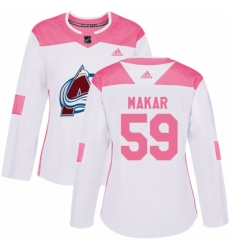 Women's Adidas Colorado Avalanche #59 Cale Makar Authentic White/Pink Fashion NHL Jersey
