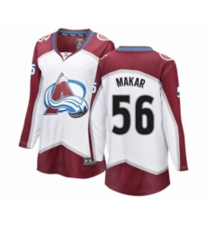 Women's Colorado Avalanche #56 Cale Makar Authentic White Away Fanatics Branded Breakaway NHL Jersey