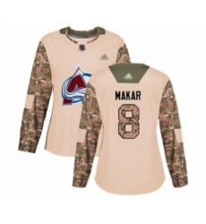 Women's Colorado Avalanche #8 Cale Makar Authentic Camo Veterans Day Practice Hockey Jersey