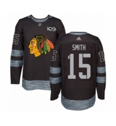 Men's Chicago Blackhawks #15 Zack Smith Authentic Black 1917-2017 100th Anniversary Hockey Jersey