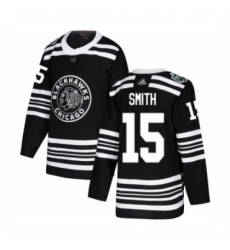 Men's Chicago Blackhawks #15 Zack Smith Authentic Black 2019 Winter Classic Hockey Jersey