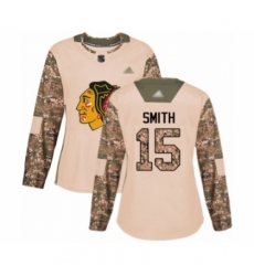 Women's Chicago Blackhawks #15 Zack Smith Authentic Camo Veterans Day Practice Hockey Jersey