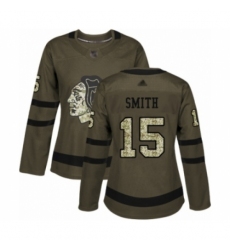 Women's Chicago Blackhawks #15 Zack Smith Authentic Green Salute to Service Hockey Jersey