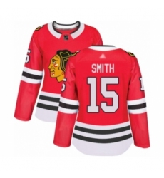 Women's Chicago Blackhawks #15 Zack Smith Authentic Red Home Hockey Jersey