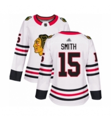 Women's Chicago Blackhawks #15 Zack Smith Authentic White Away Hockey Jersey