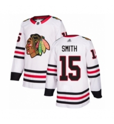 Youth Chicago Blackhawks #15 Zack Smith Authentic White Away Hockey Jersey