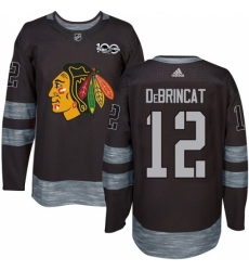 Men's Adidas Chicago Blackhawks #12 Alex DeBrincat Authentic Black 1917-2017 100th Anniversary NHL Jersey