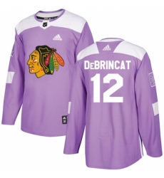 Men's Adidas Chicago Blackhawks #12 Alex DeBrincat Authentic Purple Fights Cancer Practice NHL Jersey