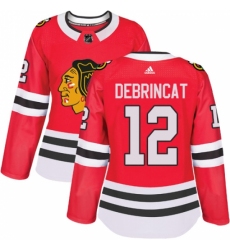 Women's Adidas Chicago Blackhawks #12 Alex DeBrincat Authentic Red Home NHL Jersey