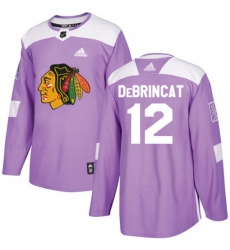 Youth Adidas Chicago Blackhawks #12 Alex DeBrincat Authentic Purple Fights Cancer Practice NHL Jersey