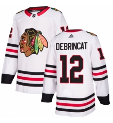 Youth Adidas Chicago Blackhawks #12 Alex DeBrincat Authentic White Away NHL Jersey