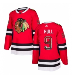 Men's Adidas Chicago Blackhawks #9 Bobby Hull Authentic Red Drift Fashion NHL Jersey