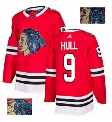 Men's Adidas Chicago Blackhawks #9 Bobby Hull Authentic Red Fashion Gold NHL Jersey