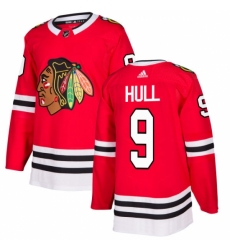 Men's Adidas Chicago Blackhawks #9 Bobby Hull Authentic Red Home NHL Jersey
